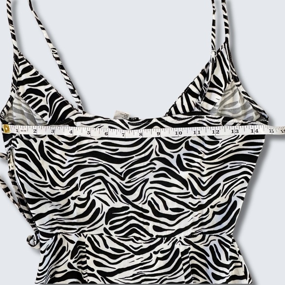 H&M Zebra Print Maxi Dress Side Slit Spaghetti Strap Size 4 Summer Grunge - Picture 4 of 8